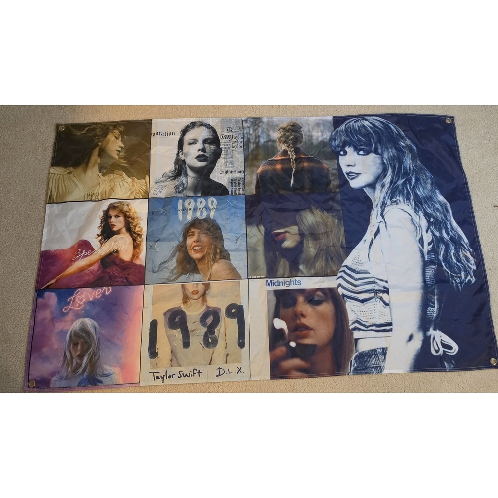 Taylor Swift Album Collage Wall Flag Tapestry Banner 58x35 Eras Decor Grommets